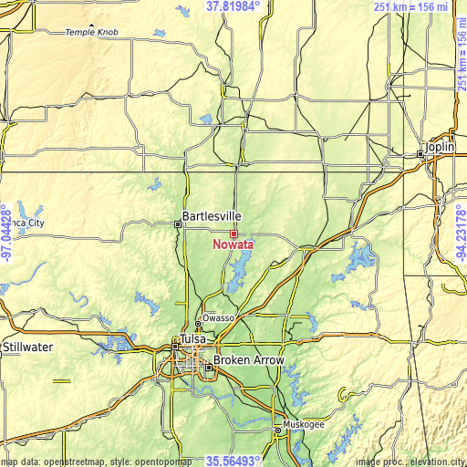 Topographic map of Nowata