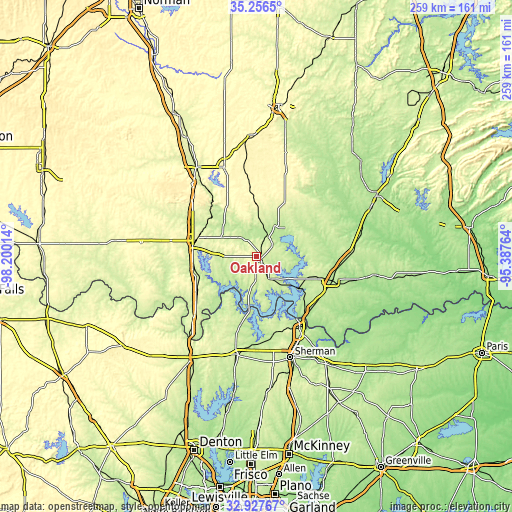 Topographic map of Oakland