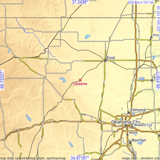 Topographic map of Okeene