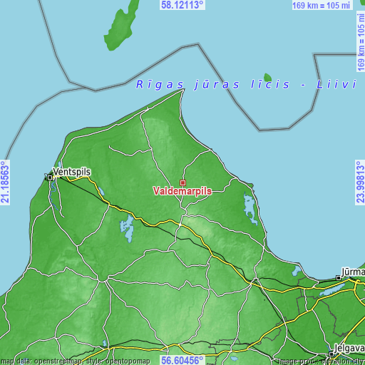 Topographic map of Valdemārpils