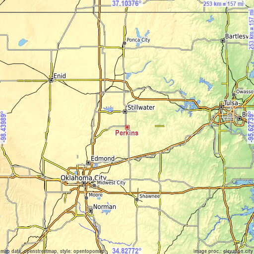 Topographic map of Perkins