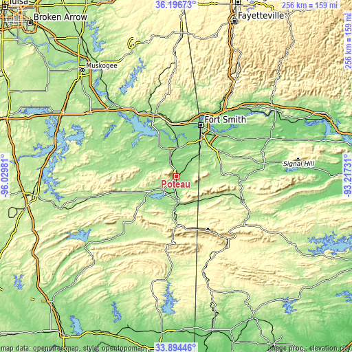 Topographic map of Poteau