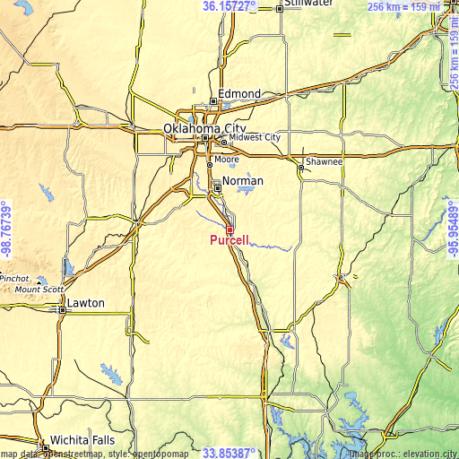 Topographic map of Purcell