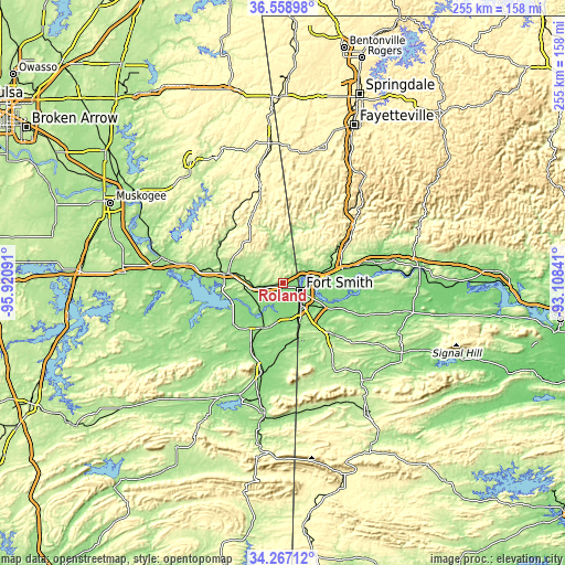 Topographic map of Roland