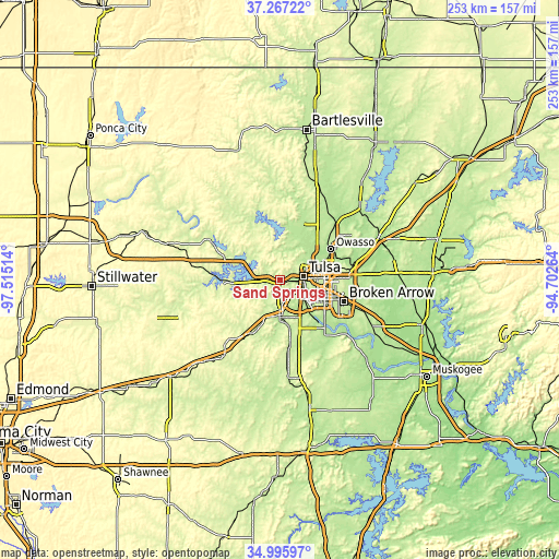 Topographic map of Sand Springs