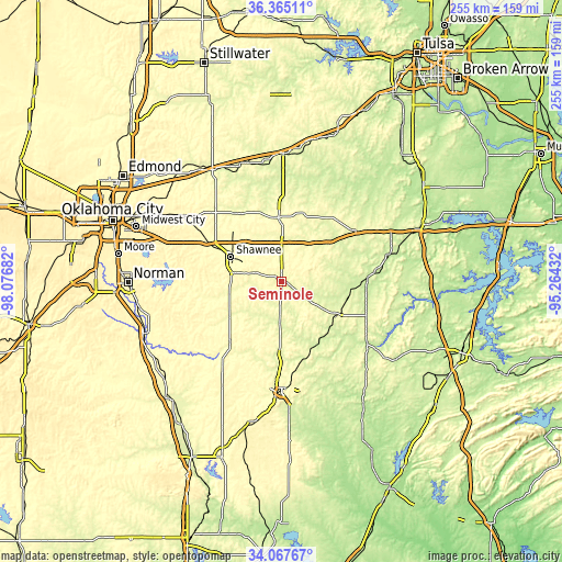 Topographic map of Seminole