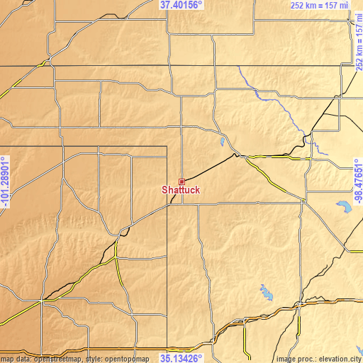 Topographic map of Shattuck