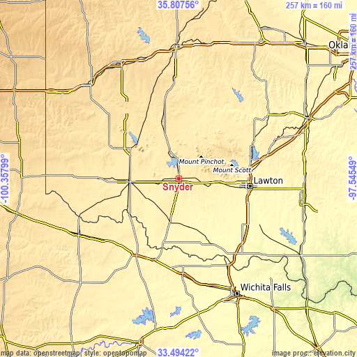 Topographic map of Snyder