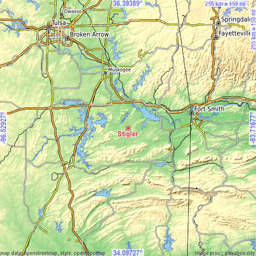 Topographic map of Stigler