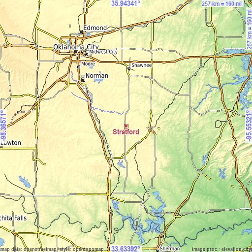 Topographic map of Stratford