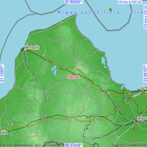 Topographic map of Stende