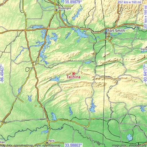 Topographic map of Talihina