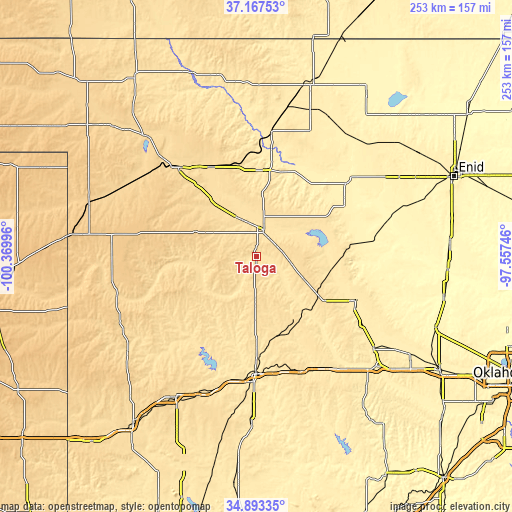 Topographic map of Taloga