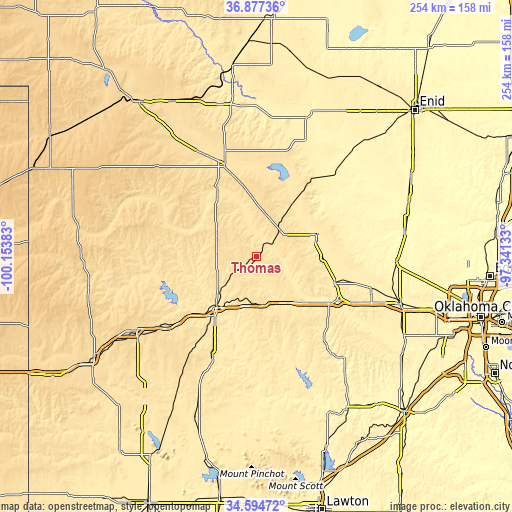 Topographic map of Thomas