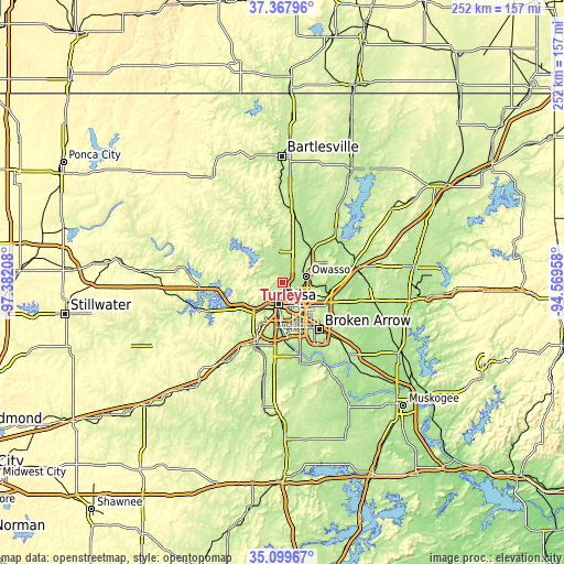 Topographic map of Turley