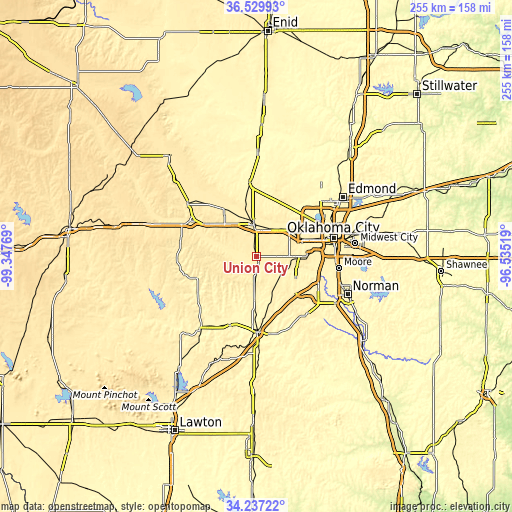 Topographic map of Union City