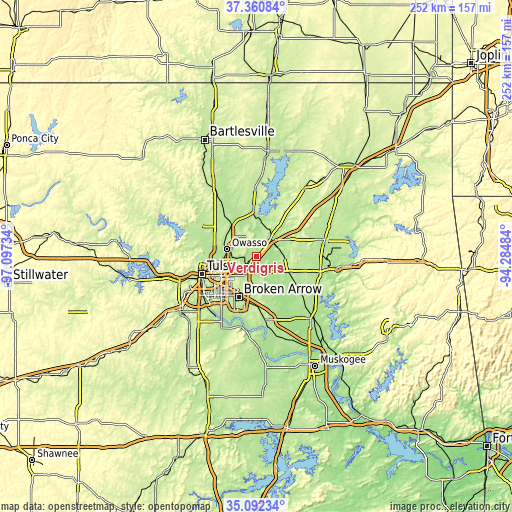 Topographic map of Verdigris