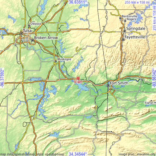 Topographic map of Vian