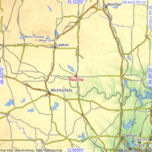 Topographic map of Waurika