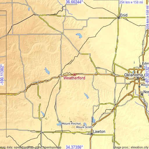 Topographic map of Weatherford