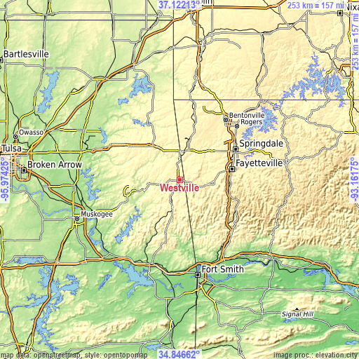 Topographic map of Westville