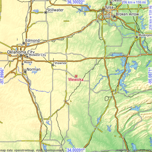 Topographic map of Wewoka