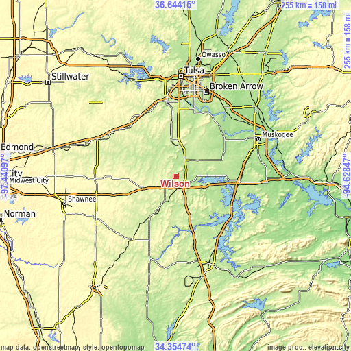 Topographic map of Wilson