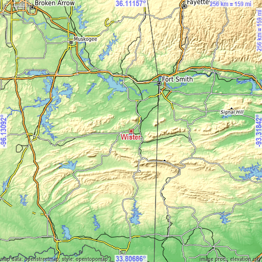 Topographic map of Wister