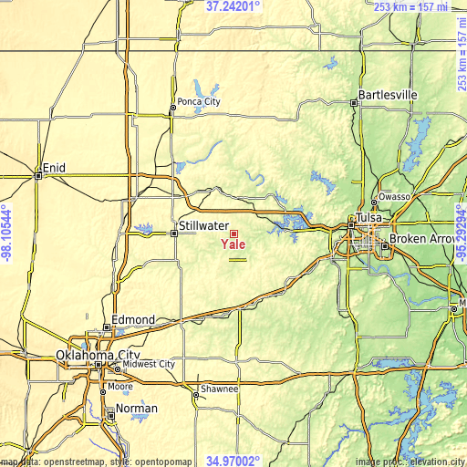 Topographic map of Yale