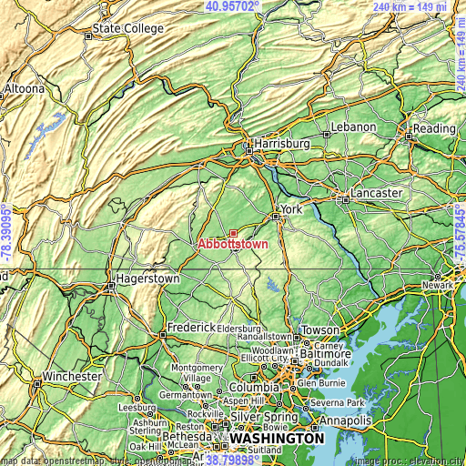 Topographic map of Abbottstown