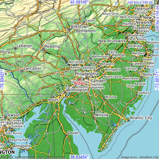 Topographic map of Aldan