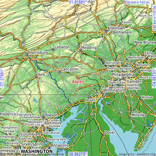 Topographic map of Atglen