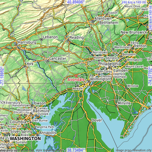 Topographic map of Avondale