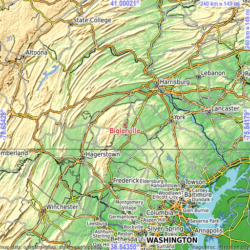 Topographic map of Biglerville