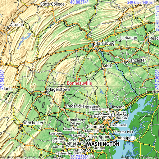 Topographic map of Bonneauville