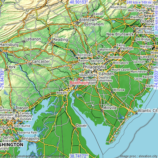 Topographic map of Boothwyn