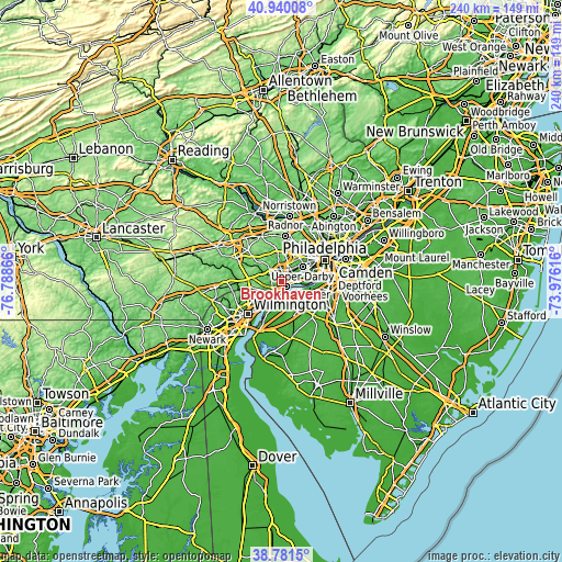 Topographic map of Brookhaven