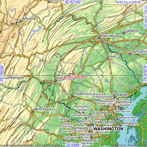 Topographic map of Carroll Valley