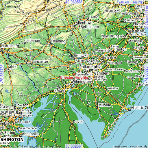 Topographic map of Chester Heights