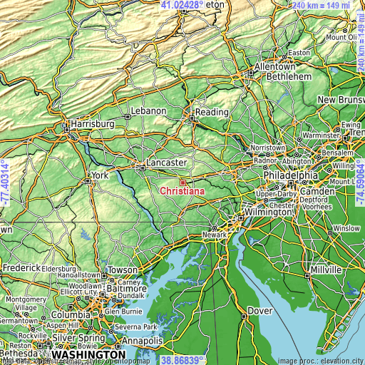 Topographic map of Christiana