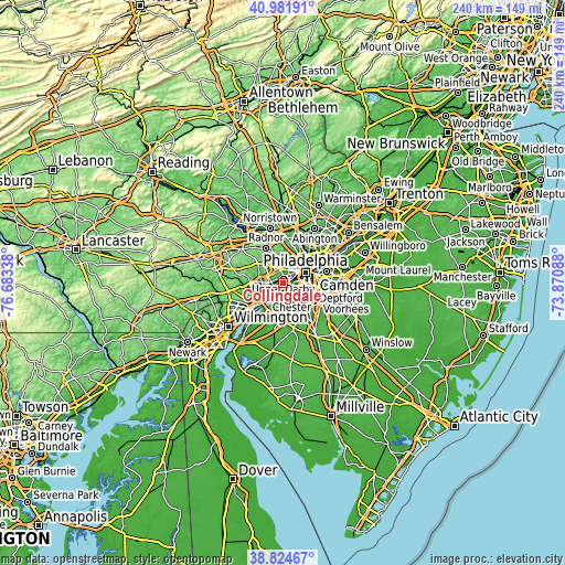 Topographic map of Collingdale