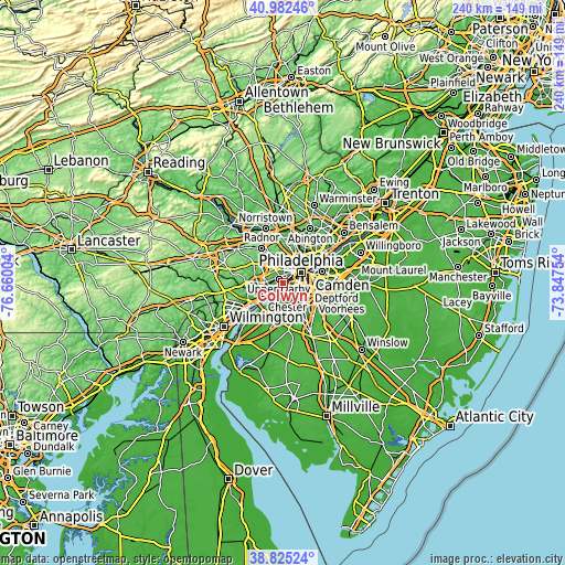 Topographic map of Colwyn