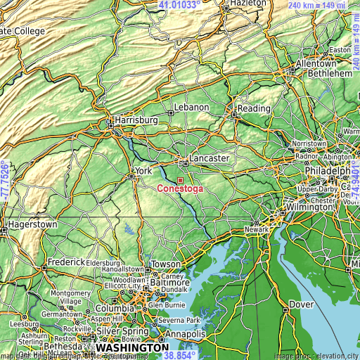 Topographic map of Conestoga