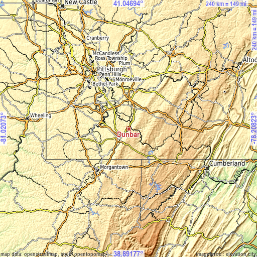 Topographic map of Dunbar