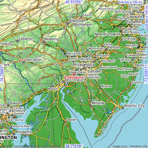 Topographic map of Eddystone