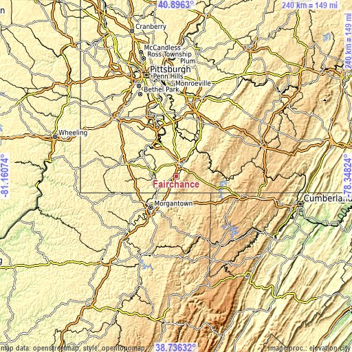 Topographic map of Fairchance