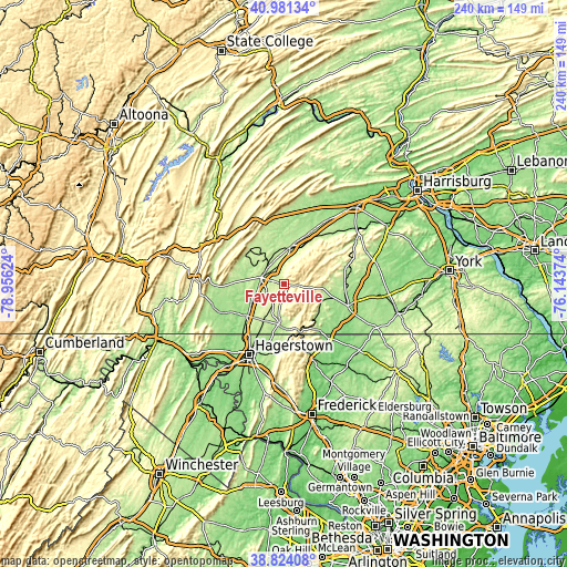 Topographic map of Fayetteville