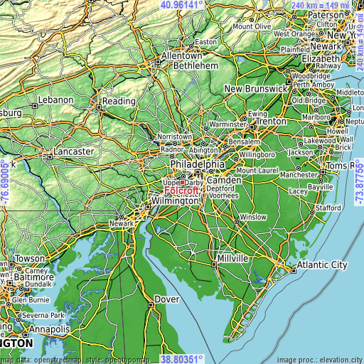 Topographic map of Folcroft