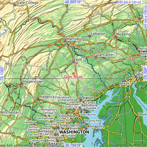 Topographic map of Glen Rock