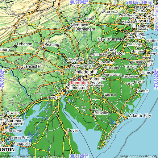 Topographic map of Glenolden